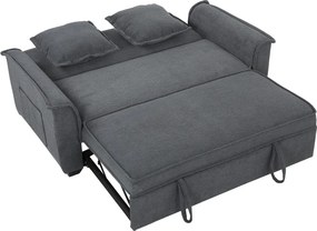 HOMCOM Futon kanapéágy, állítható háttámlával, 2 személyes, 2 párnával, sötétszürke