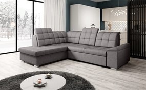 Kinyitható ülőgarnitúra, barnásszürke, balos, OREO ROH