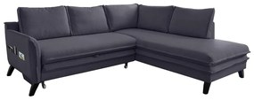 Charming Charlie L antracit kinyitható sarokkanapé, jobb oldali - Miuform