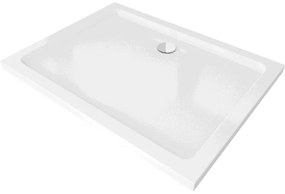Mexen Flat téglalap alakú slim zuhanytálca 90 x 80 cm, fehér, króm szifon - 40108090