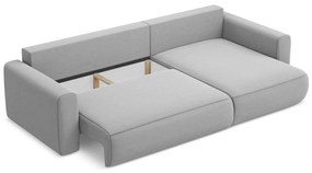 Világosszürke bársony kinyitható-tárolóhelyes sarokkanapé (jobb oldali-heverő résszel) Kapua – Makamii