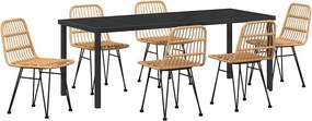 vidaXL Kert étkező szett 7 pcs Barna Porszórt acél