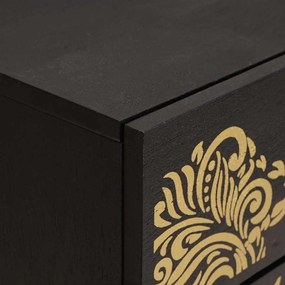 vidaXL Éjjeli szekrény ajtóval Fekete 50 x 33 x 60 cm Tömör Mangófát