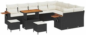 Kerti Kanapé Szett 12 pcs Fekete és krémszínű 90 x 55 x 71 cm