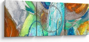 Kép - Színes absztrakció (órával) (90x30 cm)