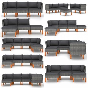 2 db polyrattan és tömör eukaliptuszfa középső kanapé