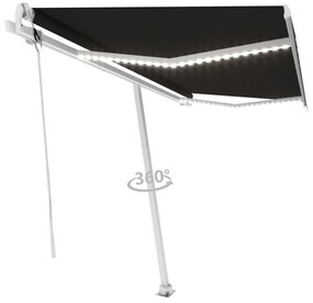antracitszürke szélérzékelős és LED-es napellenző 450 x 300 cm