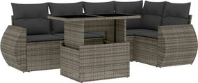 vidaXL 6 részes szürke polyrattan kerti ülőgarnitúra párnákkal