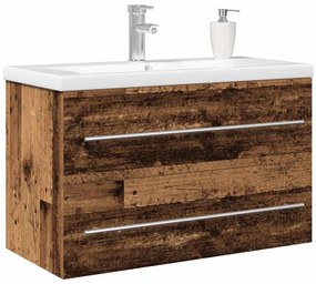 Mosdókagylós szekrény fiókkal 2 pcs Régi fa 80 x 38.5 x 48 cm