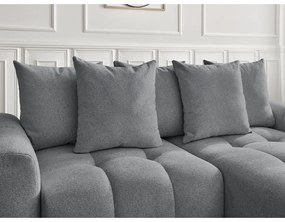 Szürke zsenília kinyitható-tárolóhelyes sarokkanapé (jobb oldali-heverő résszel) Roxelane – Bobochic Paris