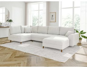 Krémszínű buklé sarokkanapé (jobb oldali-U alakú) Ariella – Ropez