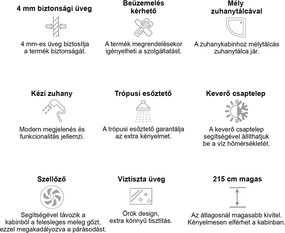 Lia hidromasszázs zuhanykabin balos beépítési oldallal