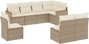 vidaXL 8 részes bézs polyrattan kerti ülőgarnitúra párnával