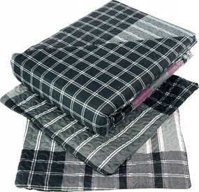 Dekoratív ágytakaró párnahuzattal Tavira 220x240 grafit fehér rózsaszín kockás