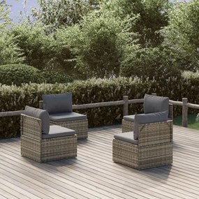 vidaXL 4 db szürke polyrattan kerti középső kanapé 57 x 57 x 56 cm
