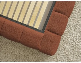 Narancssárga kárpitozott ágyneműtartós franciaágy ágyráccsal 180x200 cm Mont Blanc – Bobochic Paris