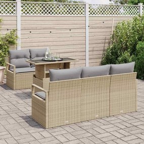 Kerti Kanapé Szett tárolóval 6 pcs Bézs Poli rattan