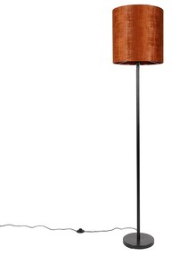 Állólámpa fekete bársony árnyékolóval narancssárga 40 cm - Simplo