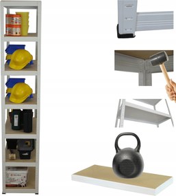 Tárolószekrény fém állvány Helios 270x35x35cm 7Px175kg Tömör Magas