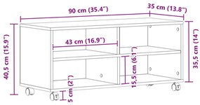 TV Szekrény Fekete 90x35x35 cm Mérnöki Fa
