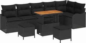 vidaXL Kerti Kanapé Szett párnával tárolóval párnával 9 pcs Fekete