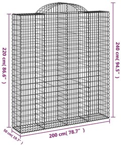 12 db íves horganyzott vas gabion kosár 200x50x220/240 cm