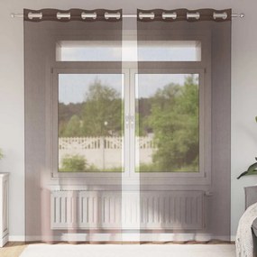 2 db barna fátyolfüggönyök rojtokkal 140x225 cm