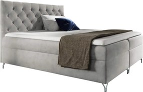 Boxspring ágy, 180x200, világosszürke Velvet szövet, GULIETTE + ajándék