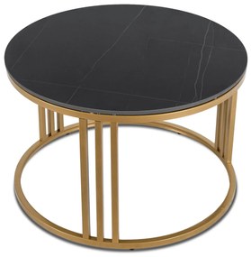 Dohányzóasztal Fekete Márvány Kerámia Lappal. KORIN