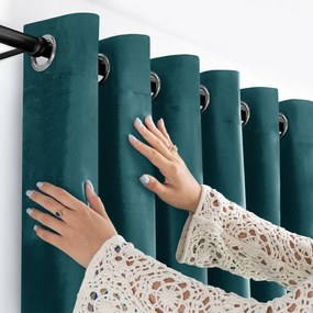 Filumi Függöny velvet sima átvezető étkező Sötét Türkiz 140x280