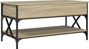 vidaXL sonoma tölgy szerelt fa és fém dohányzóasztal 100 x 50 x 50 cm