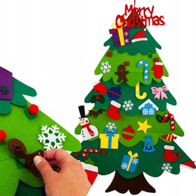 Nagy Karácsonyfa Filcből 96cm 39 Db Öntapadós Karácsonyfa Díszítéssel