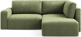 Zöld zsenília kinyitható-tárolóhelyes sarokkanapé (jobb oldali-L alakú) Kona – Makamii