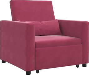 vidaXL Kihúzható kanapéágy egyszemélyes bordó 90 x 165 x 87 cm Bársony