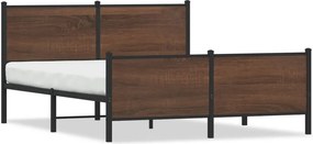 vidaXL barna tölgy színű fém ágykeret matrac nélkül 150 x 200 cm