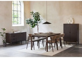 Sötétbarna alacsony komód tölgyfa dekorral 160x73 cm Arun – Unique Furniture