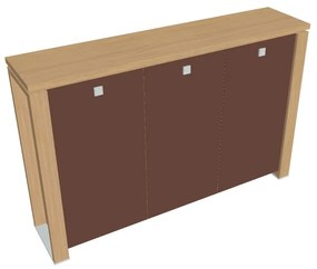Verno+ közepes szekrény 200 x 46 x 130 cm, üvegajtó, világos tölgy / barna