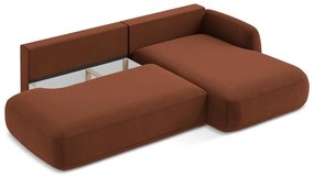 Terrakotta színű kinyitható sarokkanapé (jobb oldali-heverő résszel) Hale – Makamii