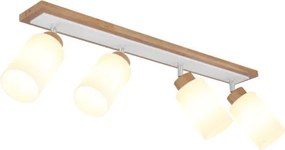 Globo 15977-4 Mennyezeti lámpa, barna fa, matt fehér fém, krómozott fém, matt fehér üveg, forgatható/dönthető, HxSzxM: 810x103x220mm, 4x E27 60W 230V izzók nélkül