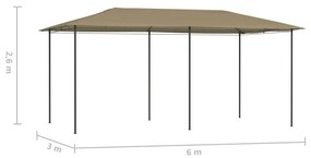 Tópszínű pavilon 2,98 x 5,3 x 2,59 m 160 g/m²