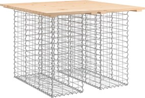 vidaXL tömör fenyőfa kerti asztal gabion mintával 100 x 102 x 72 cm