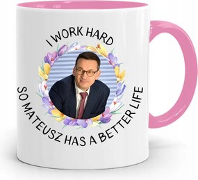 Rózsaszín Politikai Bögre Mateusz Morawiecki Miniszterelnök fényképes nyomtatással