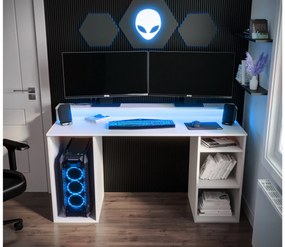 Sarok Gamer PC asztal Garrick 1 (fehér) (LED RGB világítással). 1064133