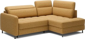 Sárga bársony kinyitható-tárolóhelyes sarokkanapé (jobb oldali-L alakú) Barea – ELTAP