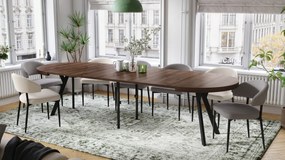 Mazzoni VITO Barna Tölgy/fekete lábak - LOFT/IPARI STÍLUSÚ 310 cm-re BŐVÍTHETŐ NAGY KEREK ASZTAL Ø110 Y LÁBAKKAL