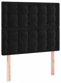 fekete bársony ágykeret fejtámlával 90x200 cm