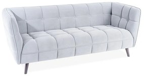 Castello Velvet kanapé, háromüléses, világosszürke/fekete