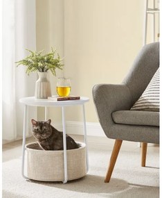 Oldalsó asztal NOIRA fehér/világosbarna