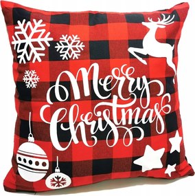 Karácsonyi párnahuzat kockás Merry Christmas Bombák