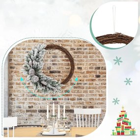 Havas téli koszorú meleg LED-es égővel